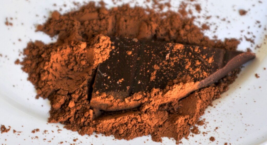 immagine del cacao in polvere usato per le maschere viso fai da te per pelle mista