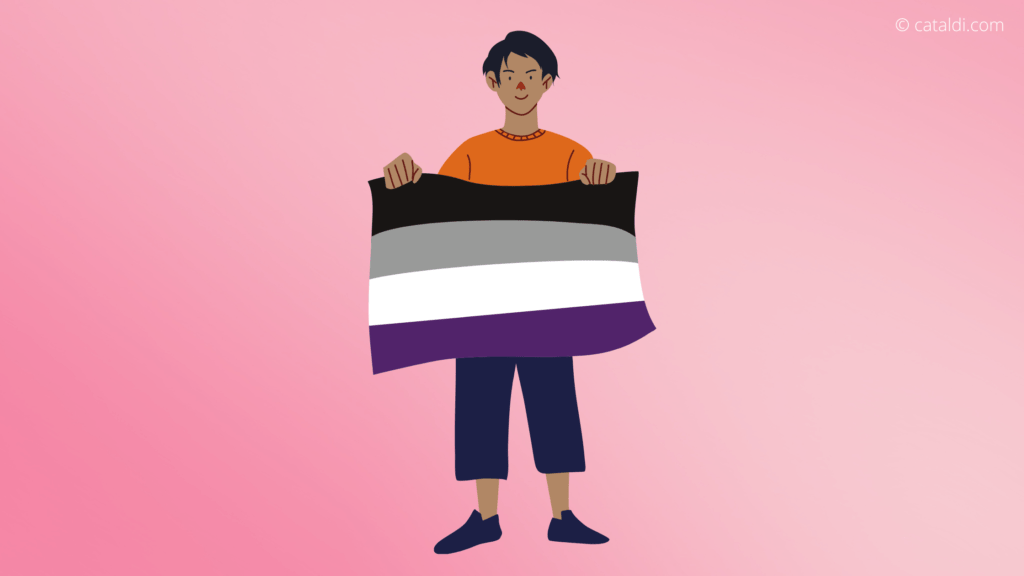illustrazione ragazzo bandiera asessualità