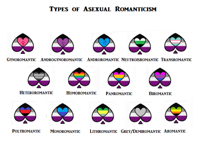 illustrazione bandiere tipi romanticismo asessualità